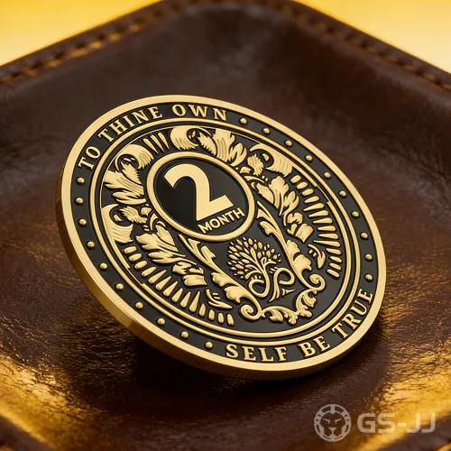 Black Gold 2 Month Sobriety Coin Vintage Scrollwork Black Gold 2 Month Sobriety Coin Vintage Scrollwork
