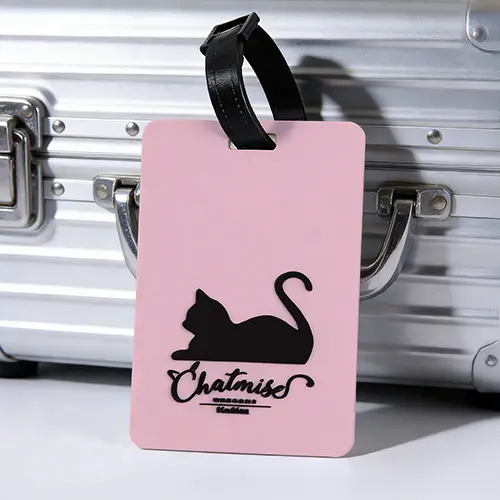 Cat Pink PVC Luggage Tag