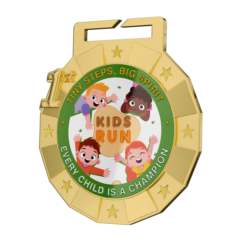 1st Place Kids Run Custom Medal detail