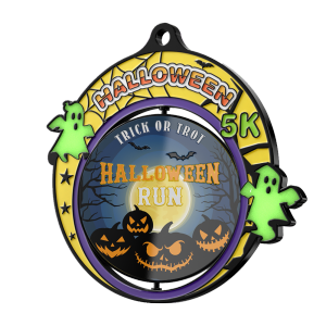 Spinning Halloween 5K Run Custom Medal