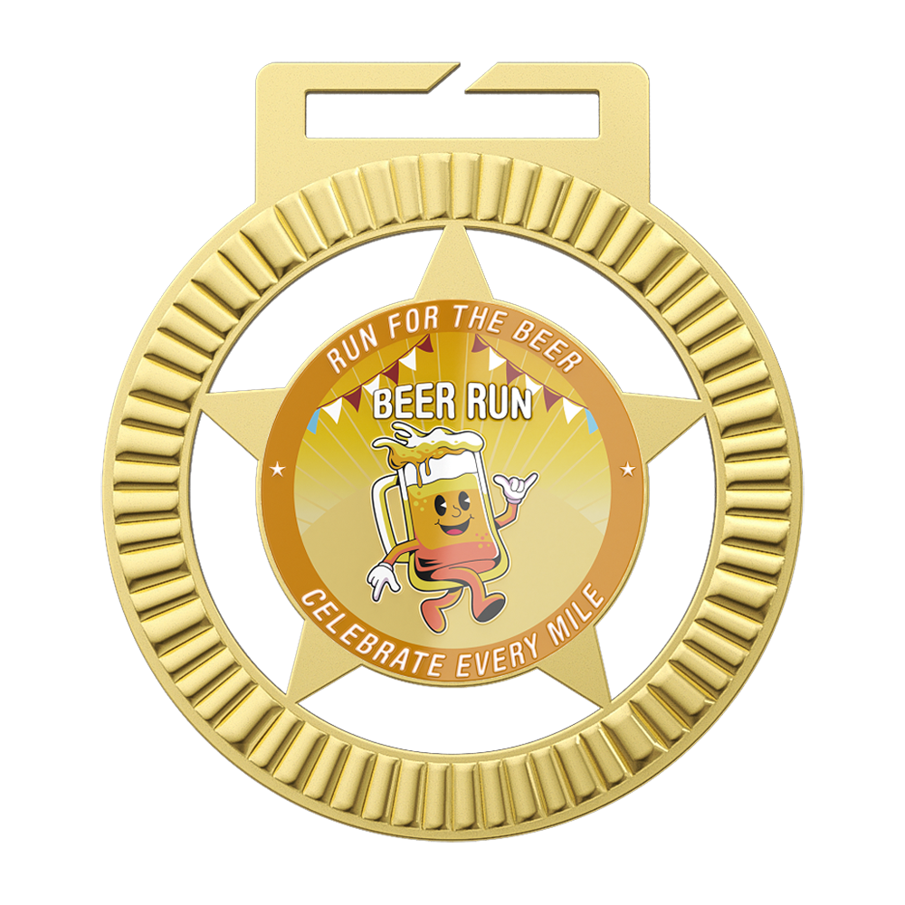Star Cutout Beer Run Custom Medal front