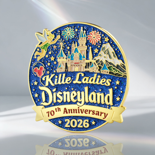 Custom Disneyland 70th Anniversary Glitter Enamel Pins