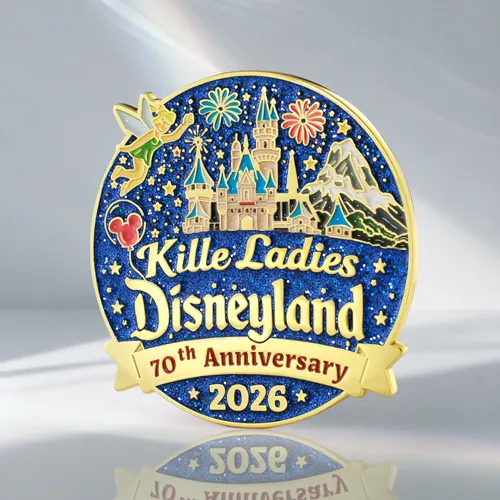 Custom Disneyland 70th Anniversary Glitter Enamel Pins