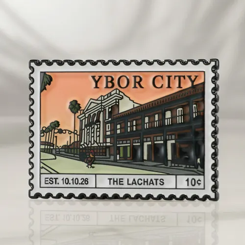 Custom Ybor City Postage Soft Enamel Pins