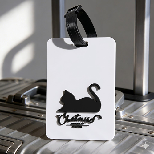 Cat Blue PVC Luggage Tag