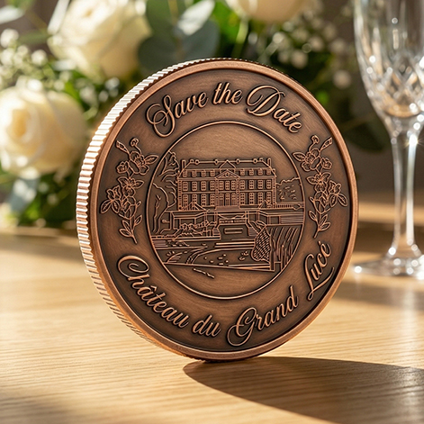 Antique Copper Chateau Wedding Coin Antique Copper Chateau Wedding Coin
