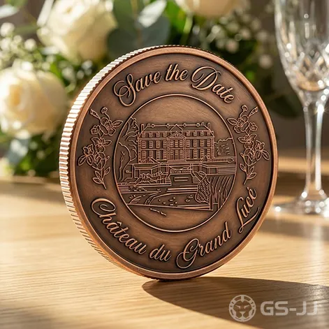 Antique Copper Chateau Wedding Coin Antique Copper Chateau Wedding Coin