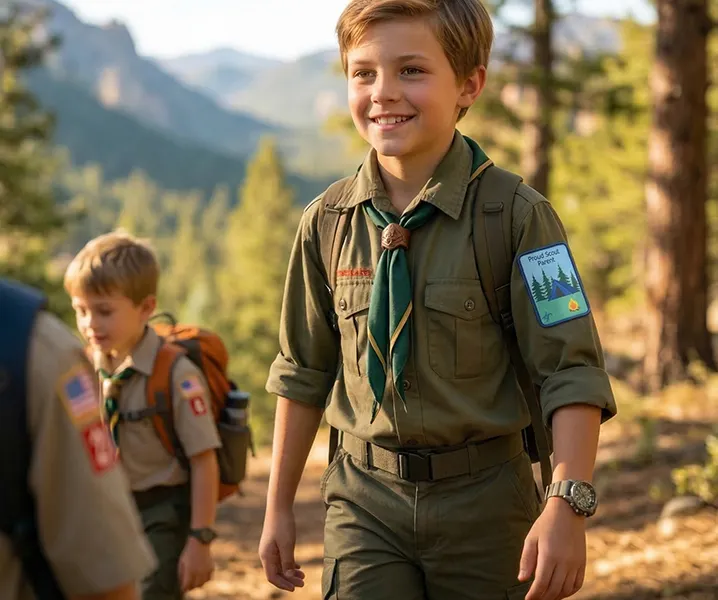 Boy Scout Patches on Uniform Outdoor