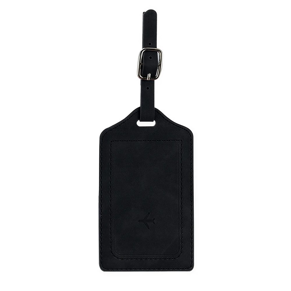 Custom PU Leather Luggage Tags with UV Printed Logo Black Custom PU Leather Luggage Tags with UV Printed Logo Black