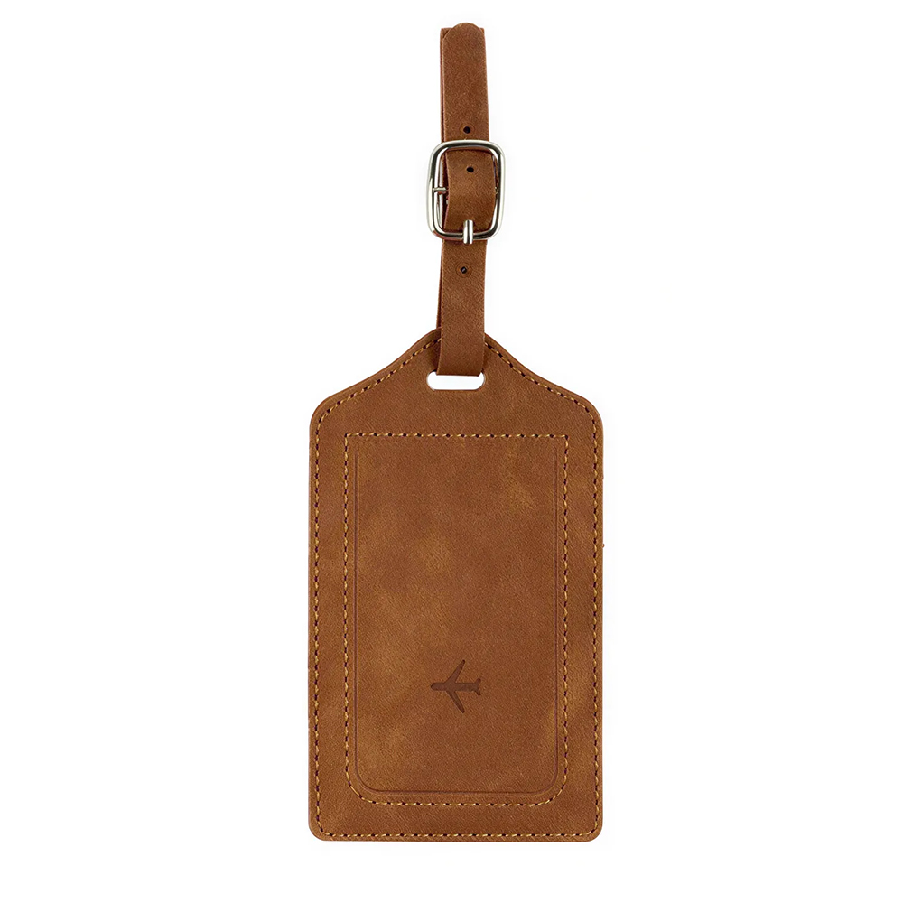 Custom PU Leather Luggage Tags with UV Printed Logo Brown Custom PU Leather Luggage Tags with UV Printed Logo Brown