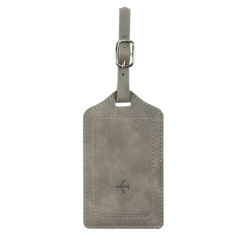 Custom PU Leather Luggage Tags with UV Printed Logo Gray Custom PU Leather Luggage Tags with UV Printed Logo Gray