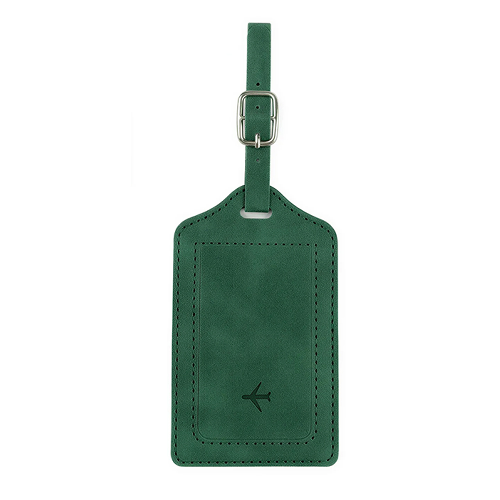 Custom PU Leather Luggage Tags with UV Printed Logo Green Custom PU Leather Luggage Tags with UV Printed Logo Green
