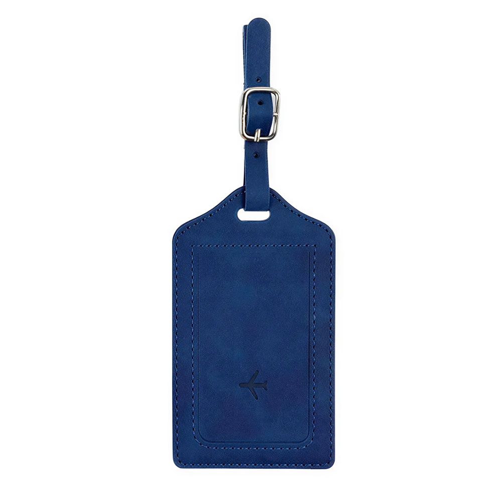 Custom PU Leather Luggage Tags with UV Printed Logo Navy Blue Custom PU Leather Luggage Tags with UV Printed Logo Navy Blue