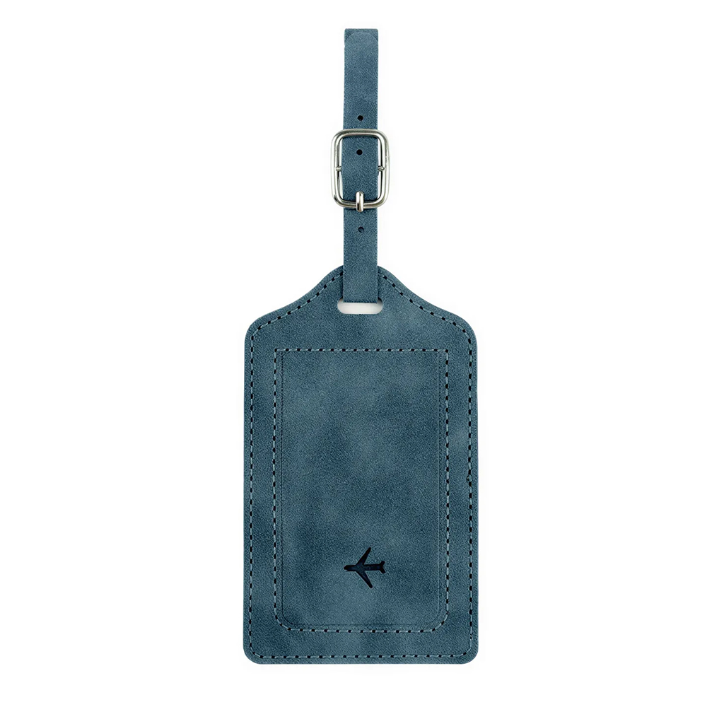Custom PU Leather Luggage Tags with UV Printed Logo Ocean Blue Custom PU Leather Luggage Tags with UV Printed Logo Ocean Blue