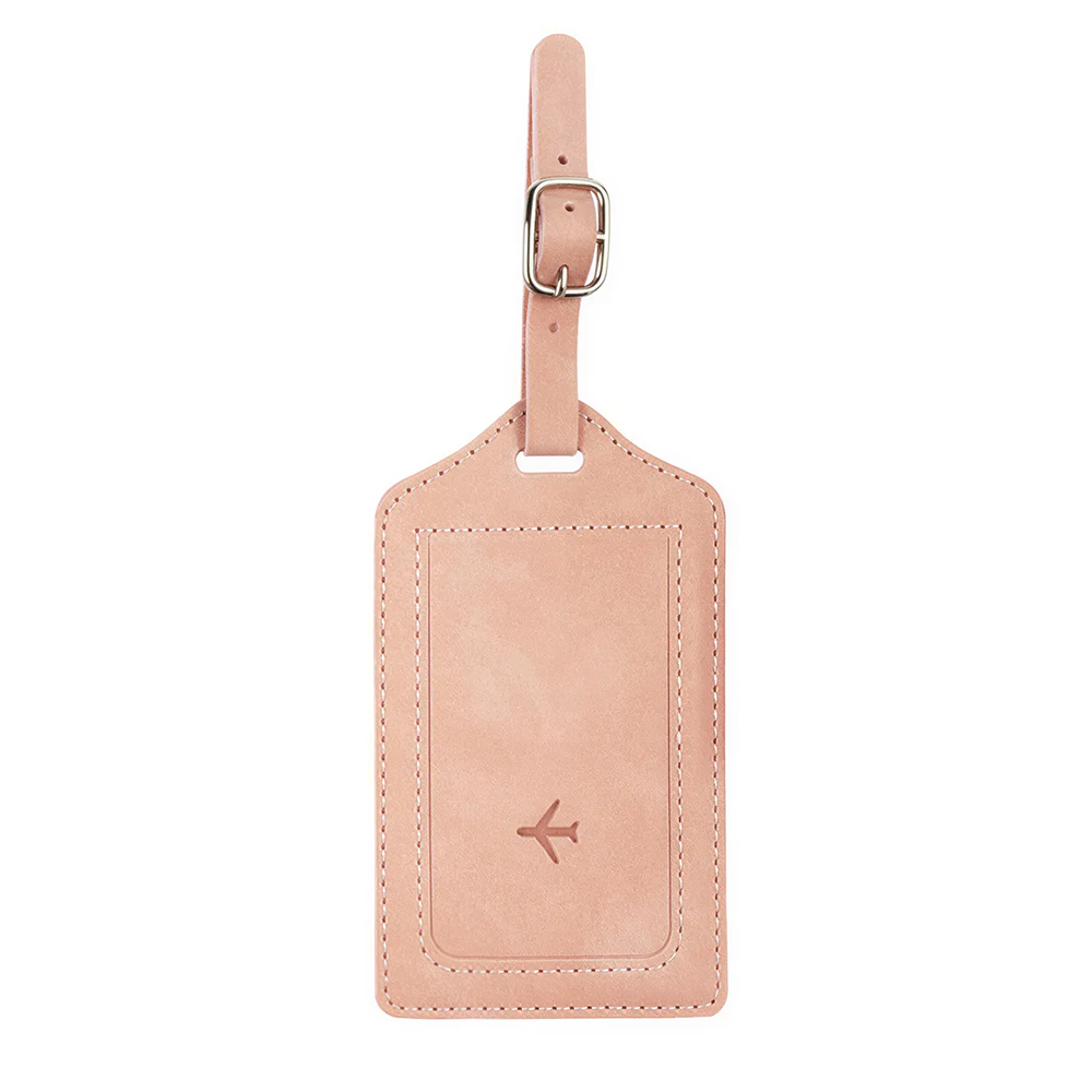 Custom PU Leather Luggage Tags with UV Printed Logo Pink Custom PU Leather Luggage Tags with UV Printed Logo Pink