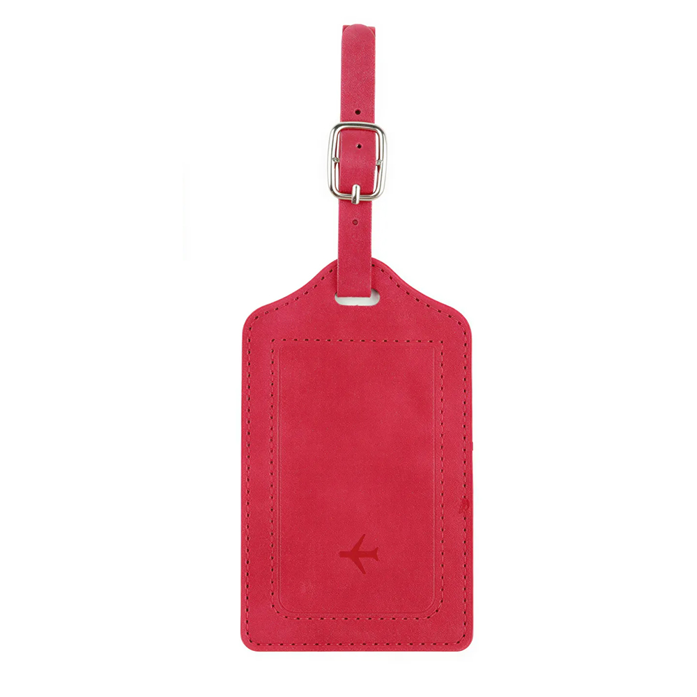Custom PU Leather Luggage Tags with UV Printed Logo Red Custom PU Leather Luggage Tags with UV Printed Logo Red