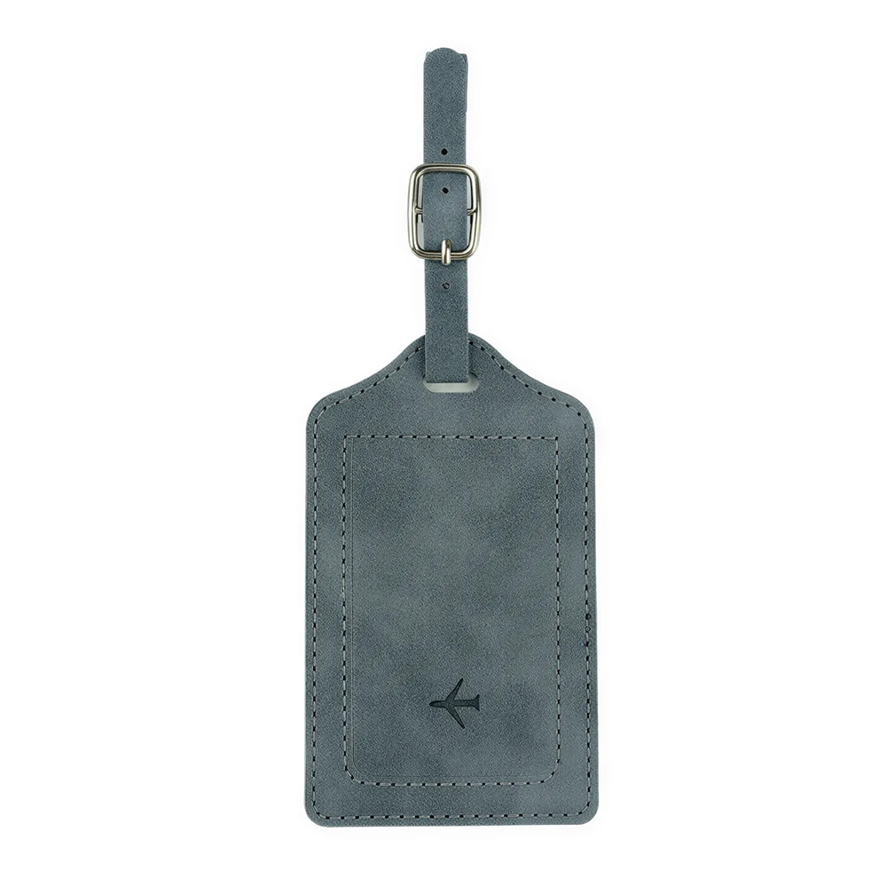 Custom PU Leather Luggage Tags with UV Printed Logo Slate Gray Custom PU Leather Luggage Tags with UV Printed Logo Slate Gray