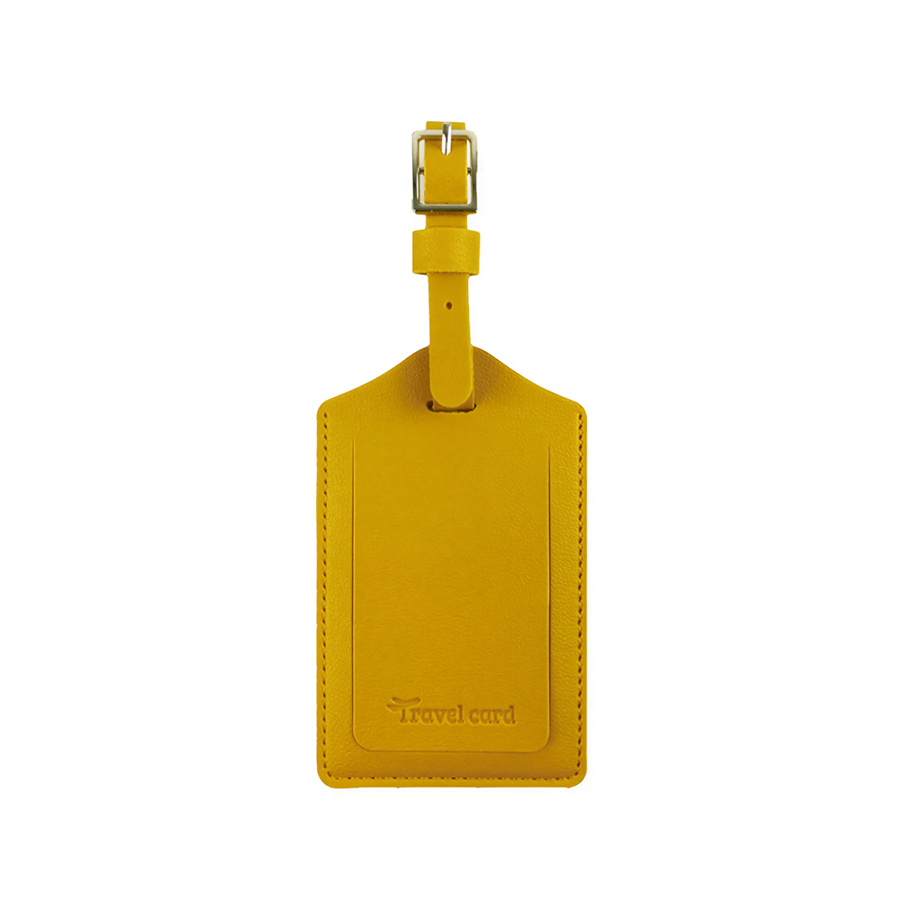 Personalized PU Leather Luggage Tags with UV Printing Mustard Yellow Personalized PU Leather Luggage Tags with UV Printing Mustard Yellow