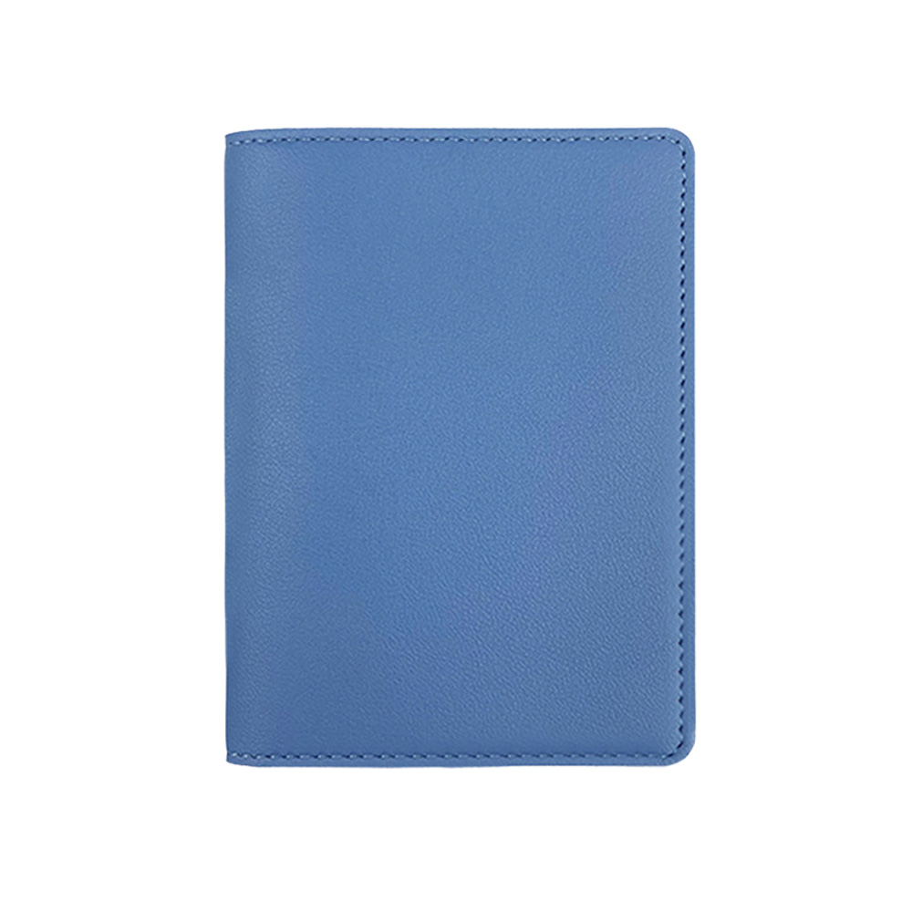 Thick PU Leather Passport Holder (6 Card Slots) Blue