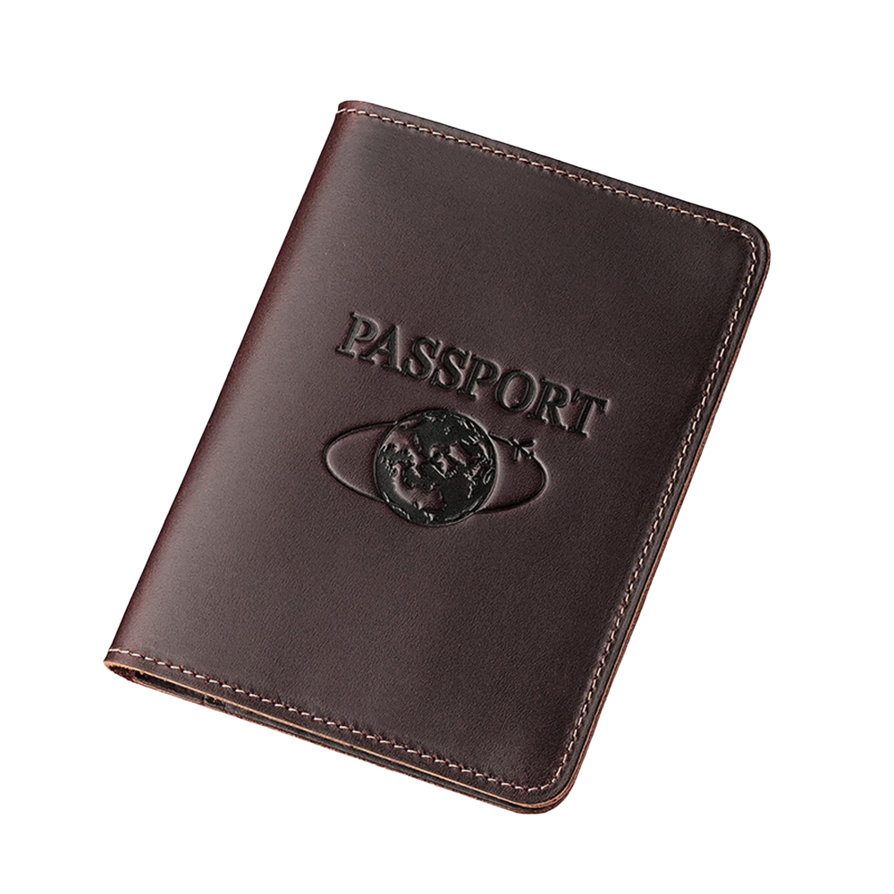Custom Genuine Cowhide Leather Passport Holder Brown
