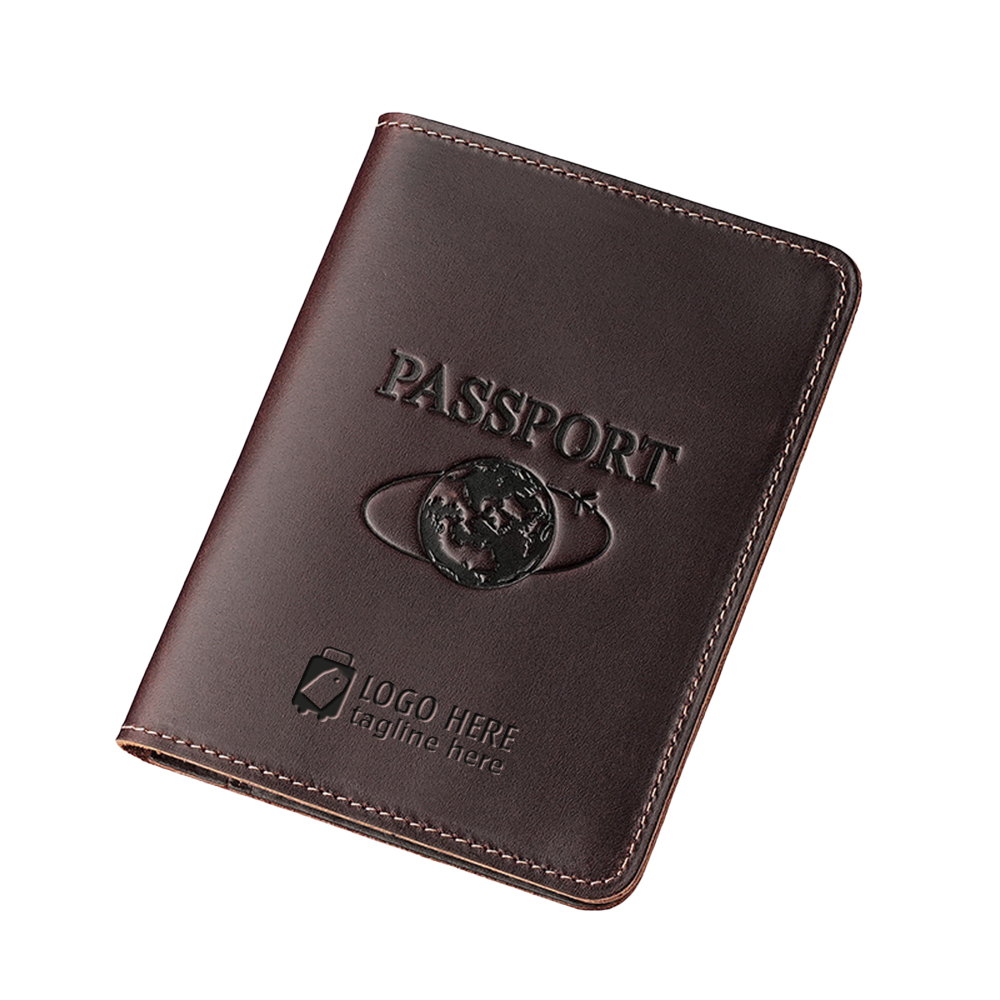 Custom Genuine Cowhide Leather Passport Holder Brown With Logo Custom Genuine Cowhide Leather Passport Holder Brown With Logo