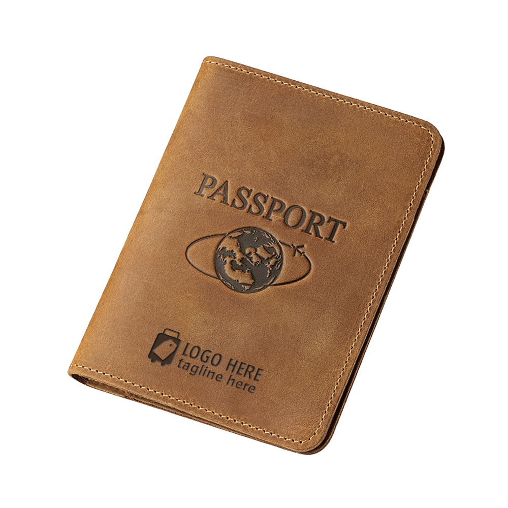 Custom Genuine Cowhide Leather Passport Holder Coffee With Logo Custom Genuine Cowhide Leather Passport Holder Coffee With Logo