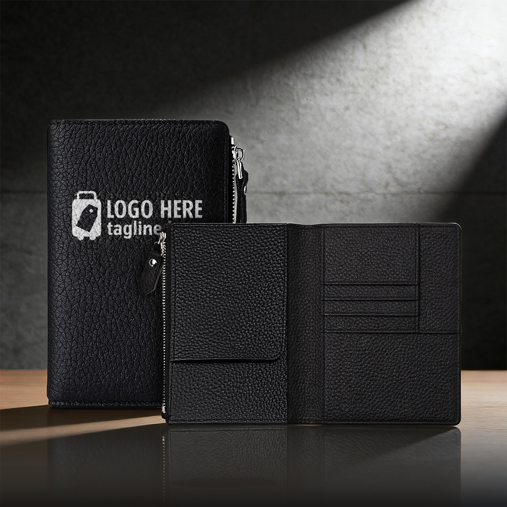 Detail shot of Long Full-Grain Leather Passport Wallet