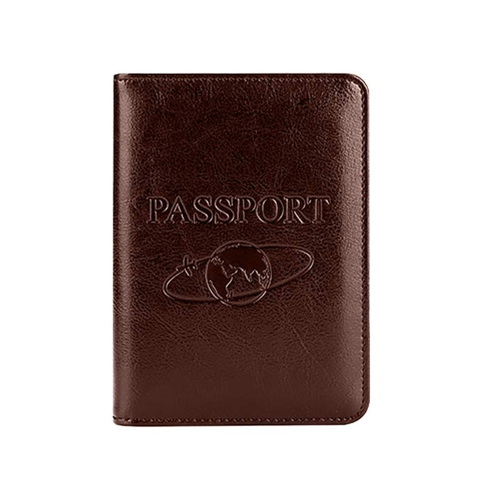 Full-Grain Leather Large Capacity Passport Holder Coffee With Logo