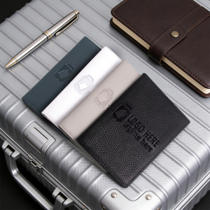 Pebbled Leather Travel Passport Wallet