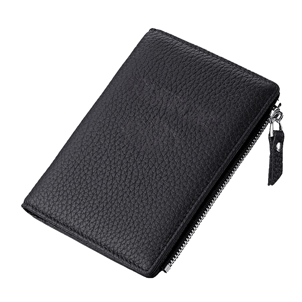 Long Full-Grain Leather Passport Wallet Black