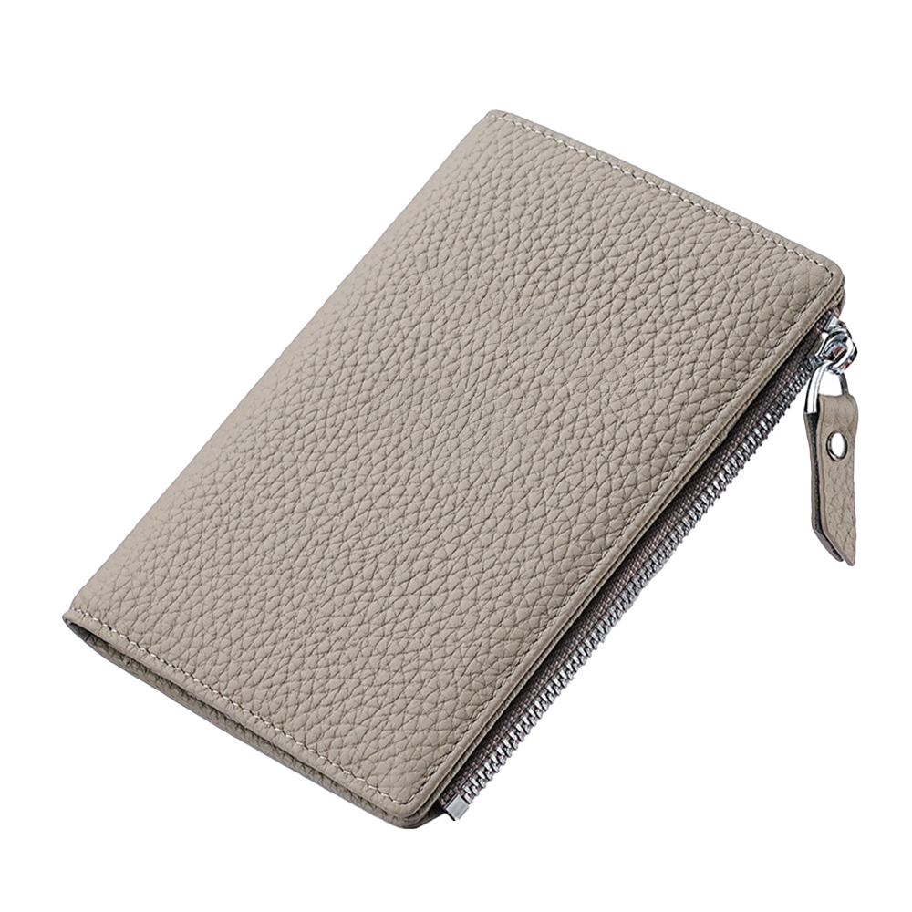 Long Full-Grain Leather Passport Wallet Gray