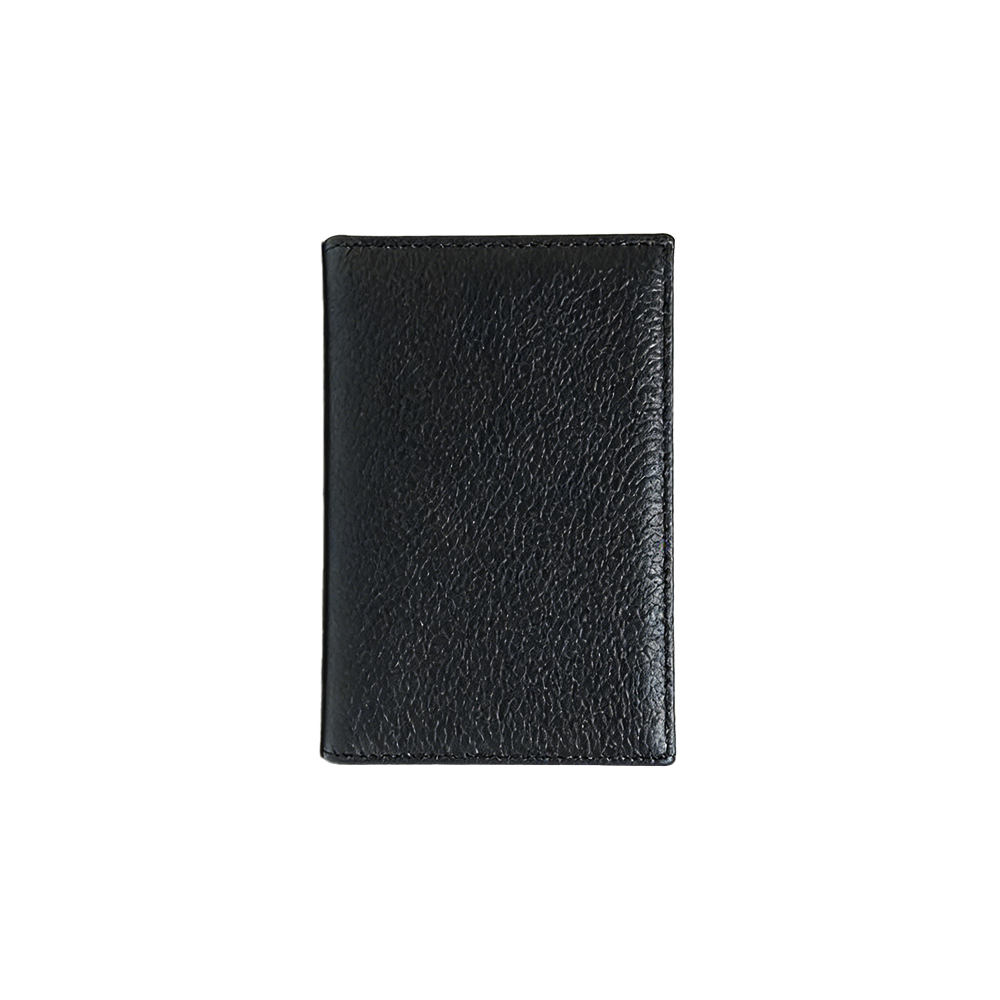 Pebbled Leather Travel Passport Wallet Black