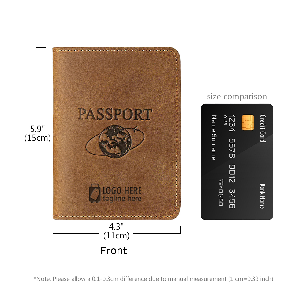 Scale shot of Custom Genuine Cowhide Leather Passport Holder Scale shot of Custom Genuine Cowhide Leather Passport Holder