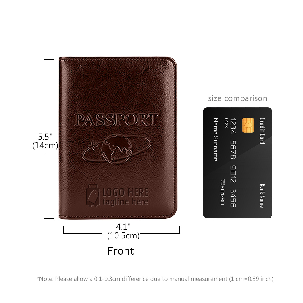 Scale shot of Full-Grain Leather Large Capacity Passport Holder