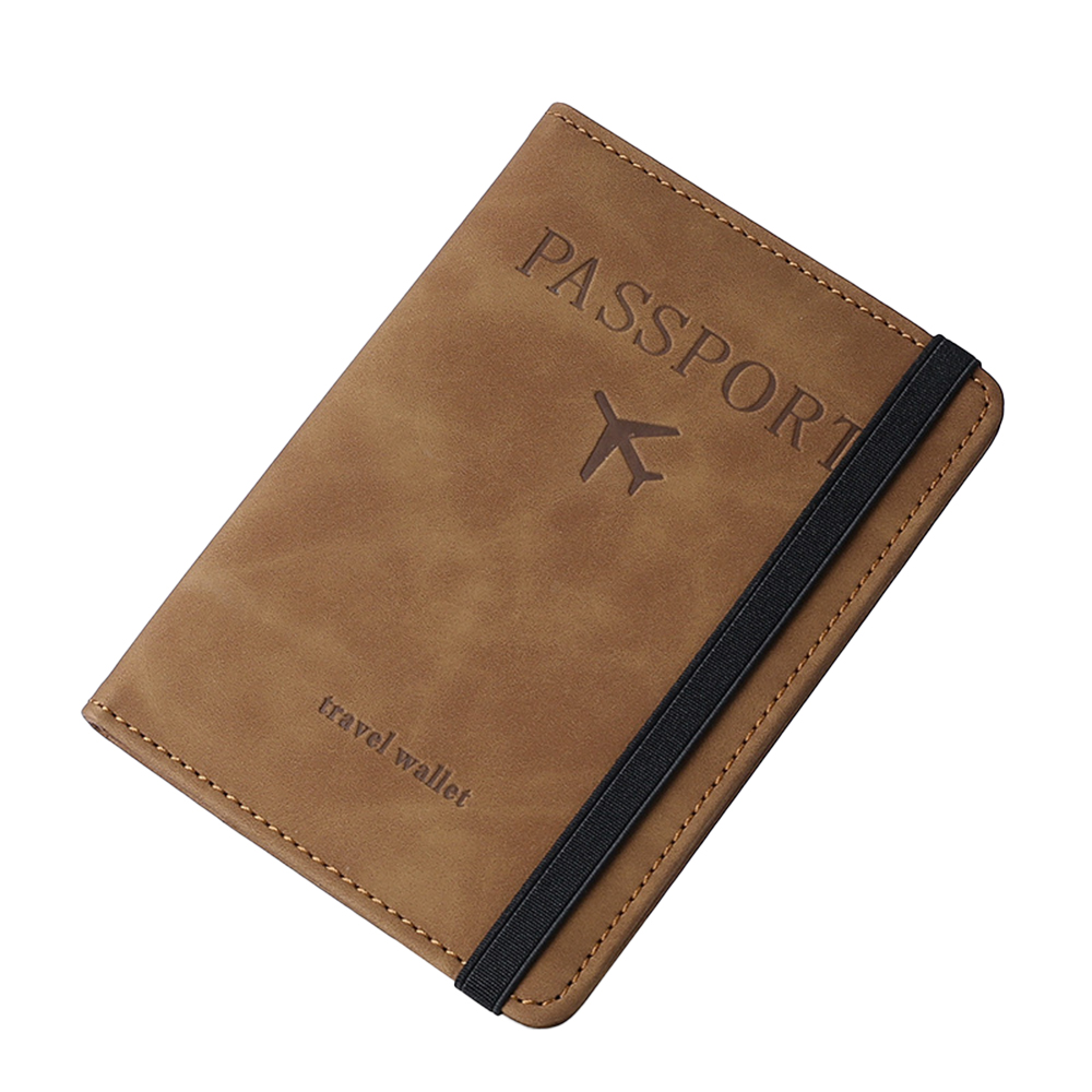 Soft-Touch RFID Travel Passport Holder Brown