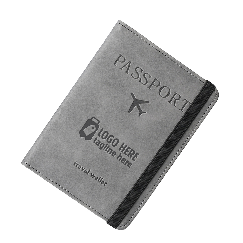 Soft-Touch RFID Travel Passport Holder Gray With Logo Soft-Touch RFID Travel Passport Holder Gray With Logo