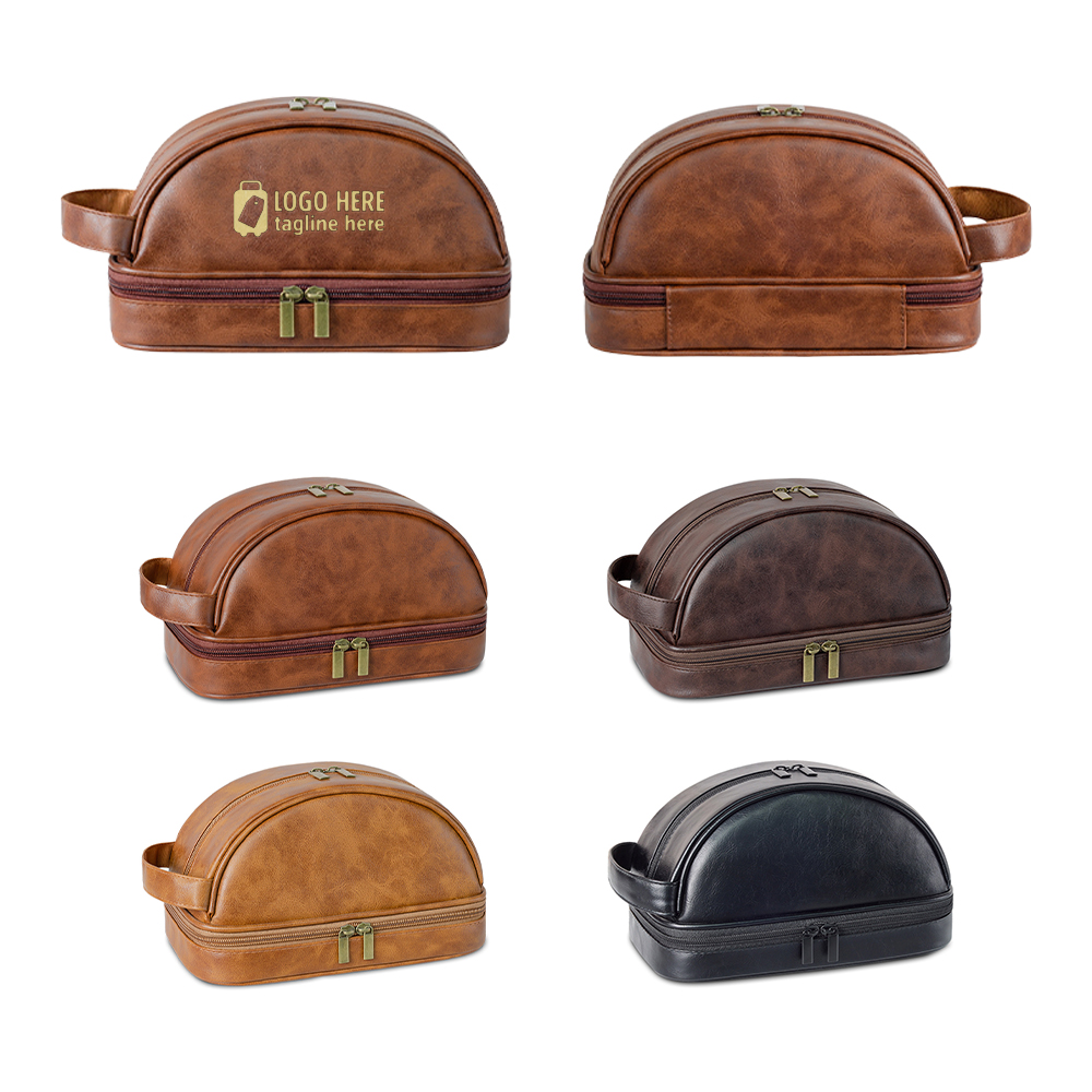 Group shot of Vintage PU Leather Cosmetic & Toiletry Bag