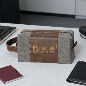 Men's Large Capacity Canvas & Leather Dopp Kit