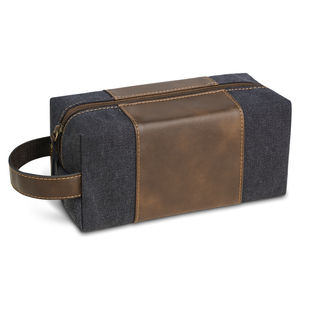 Men's Large Capacity Canvas & Leather Dopp Kit Black Men's Large Capacity Canvas & Leather Dopp Kit Black