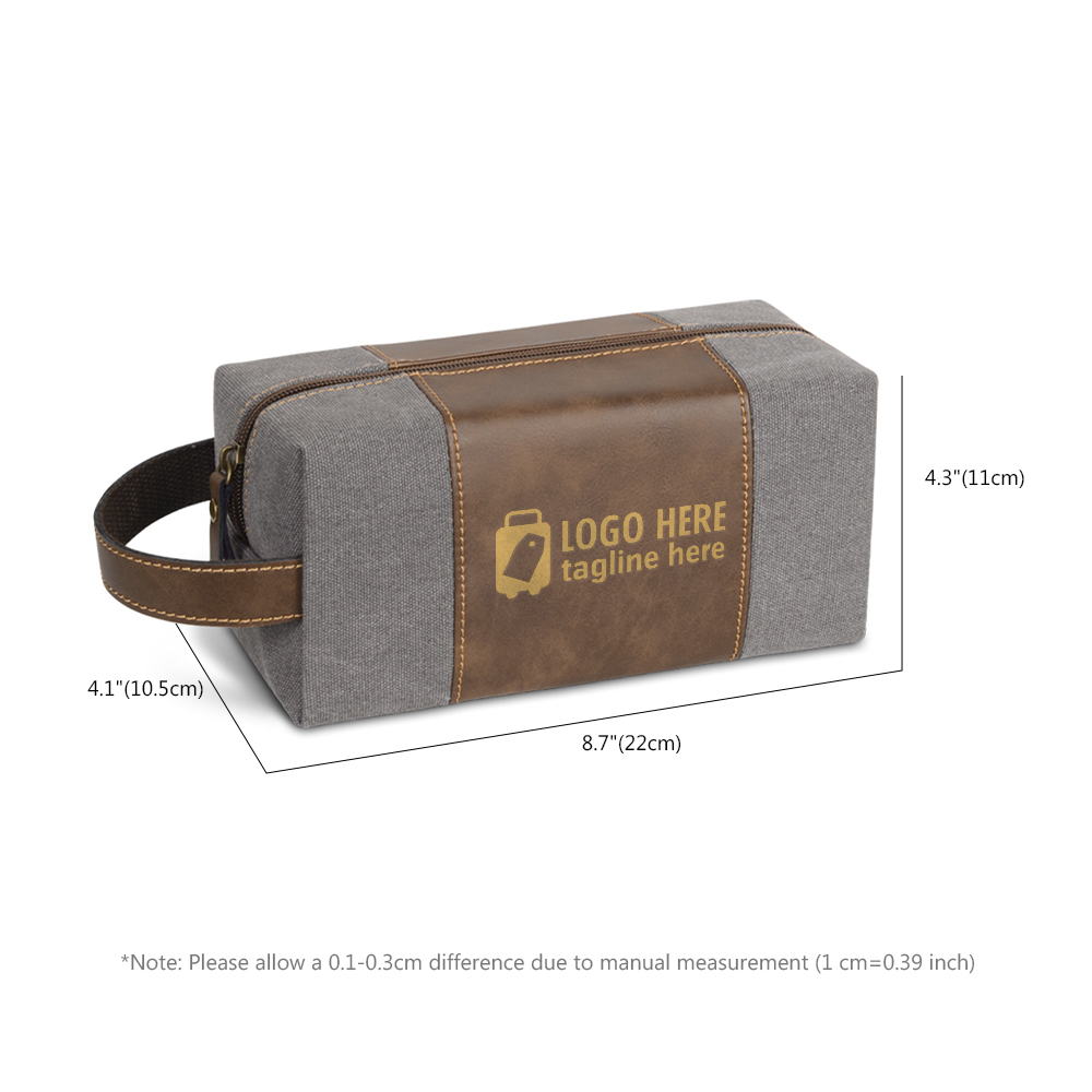Scale shot of Men's Large Capacity Canvas & Leather Dopp Kit