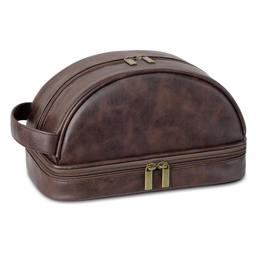 Vintage PU Leather Cosmetic & Toiletry Bag Coffee Brown Vintage PU Leather Cosmetic & Toiletry Bag Coffee Brown