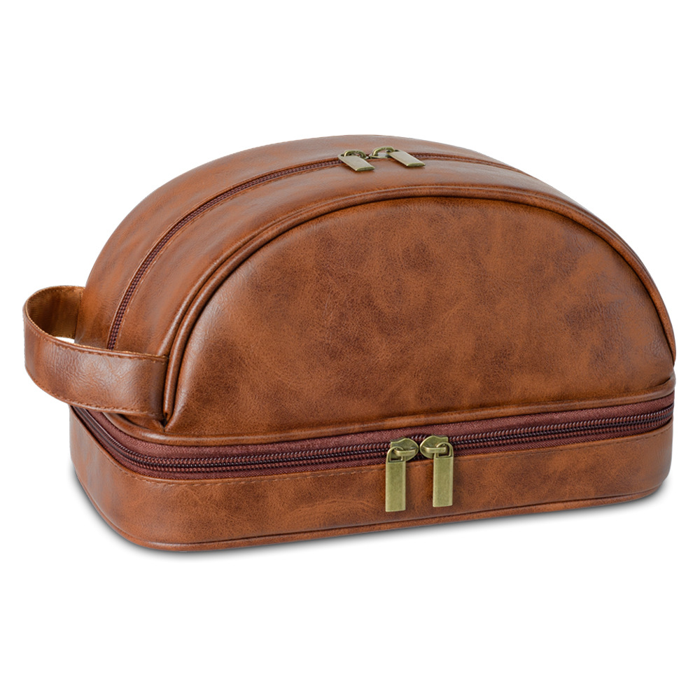 Vintage PU Leather Cosmetic & Toiletry Bag Reddish Brown Vintage PU Leather Cosmetic & Toiletry Bag Reddish Brown