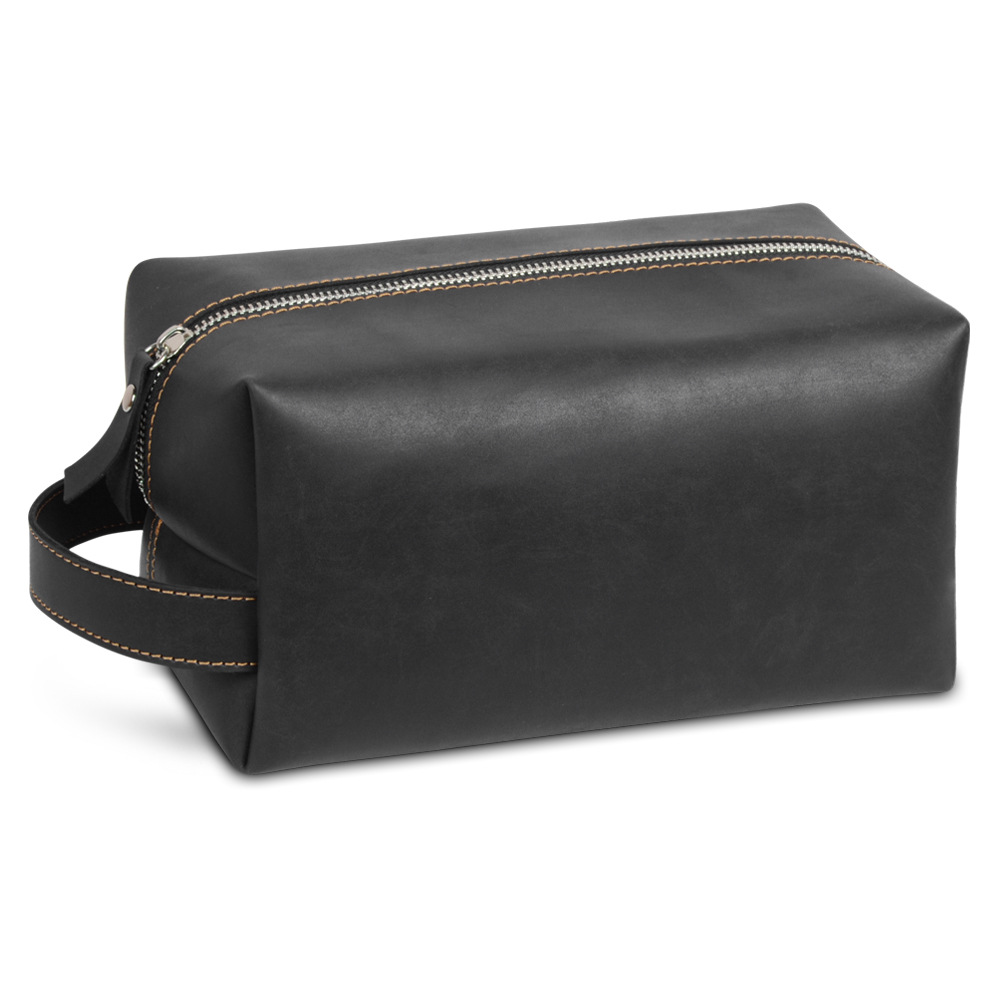 Vintage PU Leather Toiletry Bag Black - Large Vintage PU Leather Toiletry Bag Black - Large