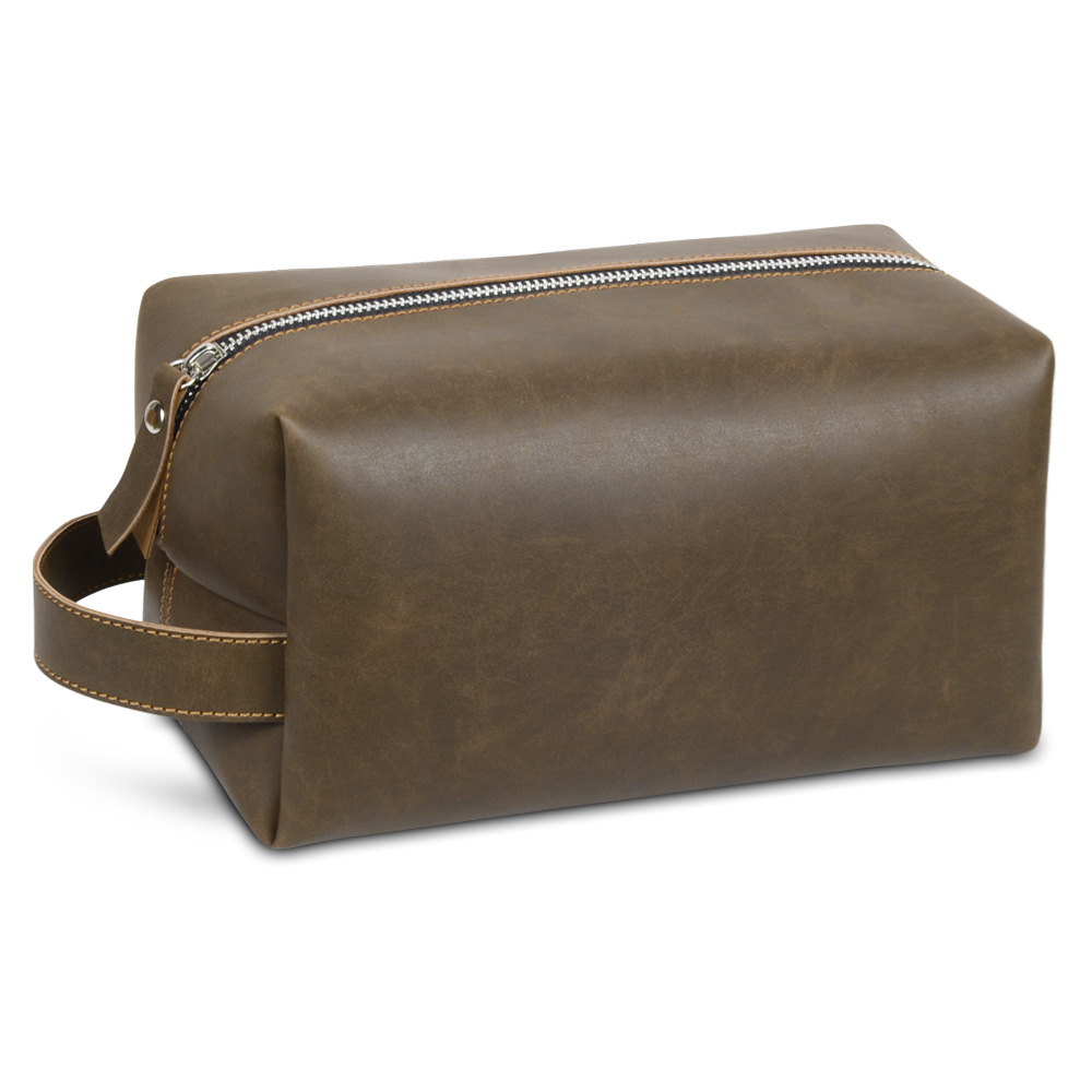 Vintage PU Leather Toiletry Bag Dark Brown - Large Vintage PU Leather Toiletry Bag Dark Brown - Large