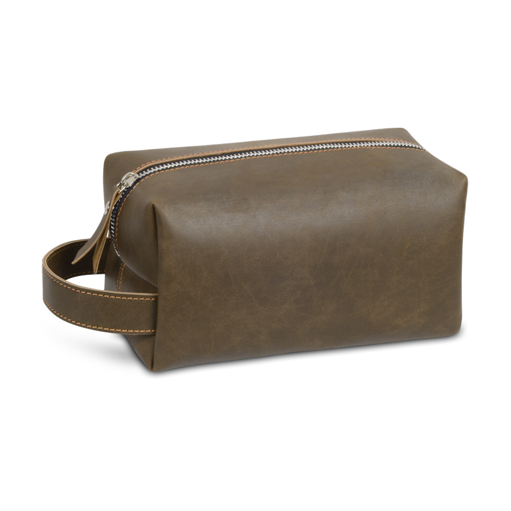 Vintage PU Leather Toiletry Bag Dark Brown - Medium Vintage PU Leather Toiletry Bag Dark Brown - Medium