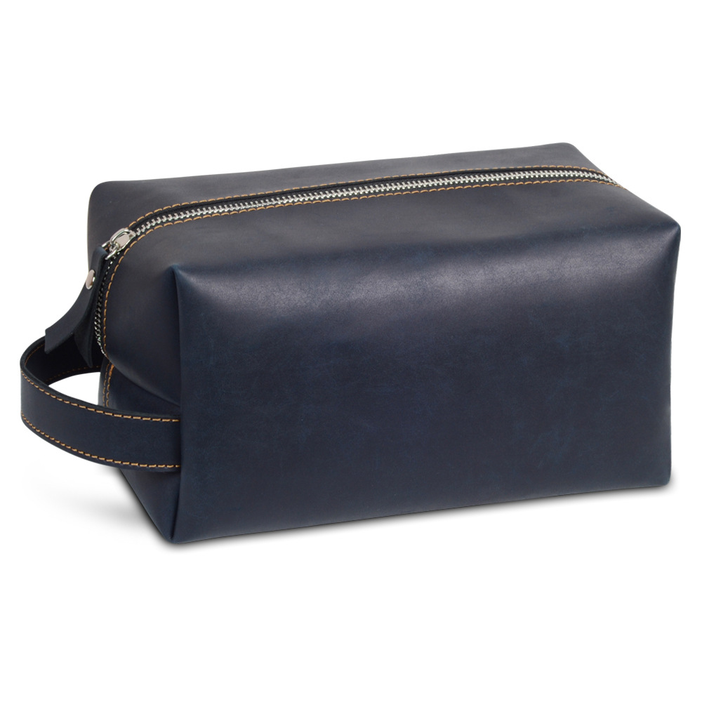 Vintage PU Leather Toiletry Bag Navy Blue - Large Vintage PU Leather Toiletry Bag Navy Blue - Large