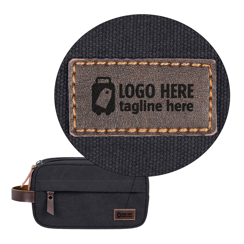 Double-Layer Canvas Toiletry Bag Black With Logo Double-Layer Canvas Toiletry Bag Black With Logo