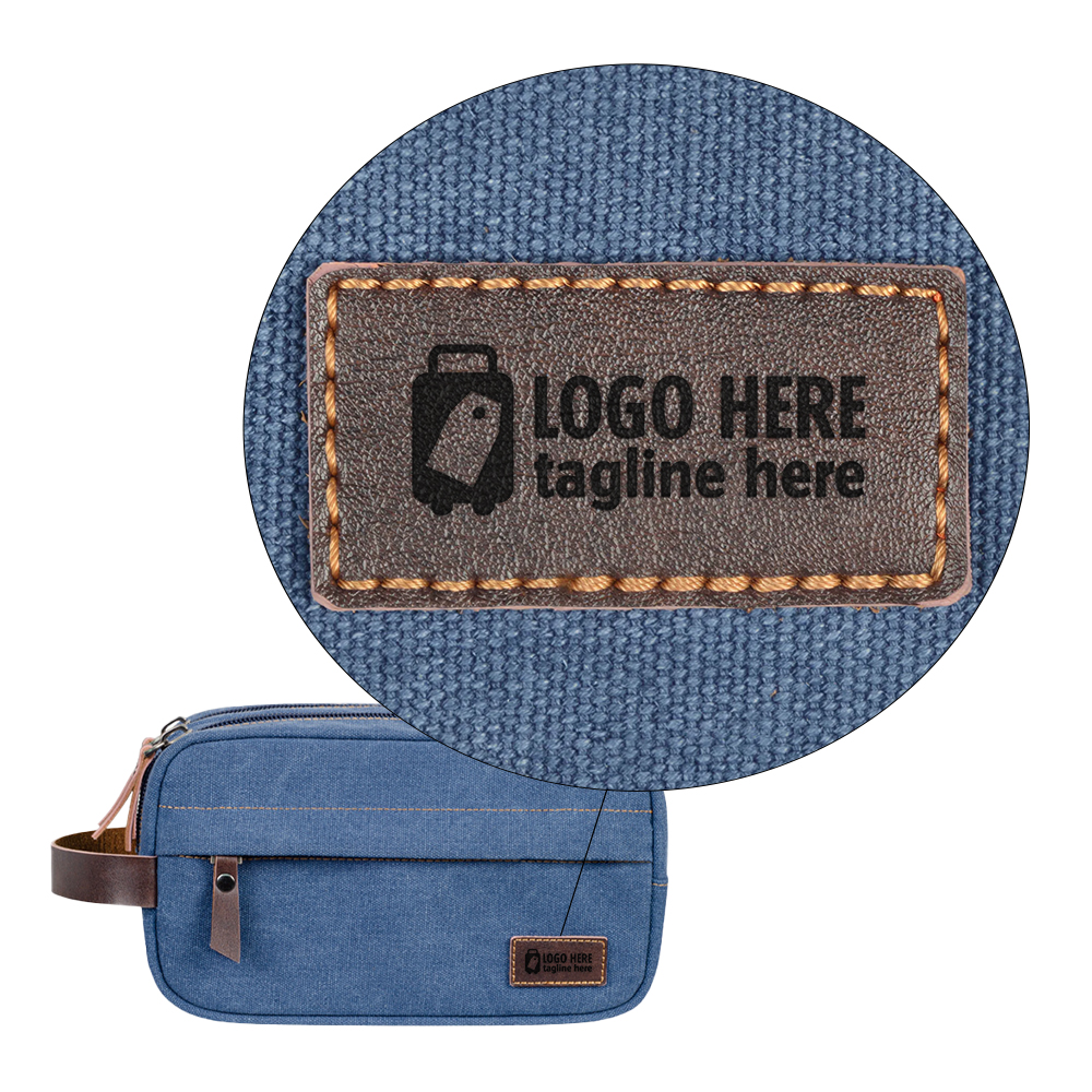 Double-Layer Canvas Toiletry Bag Blue With Logo Double-Layer Canvas Toiletry Bag Blue With Logo