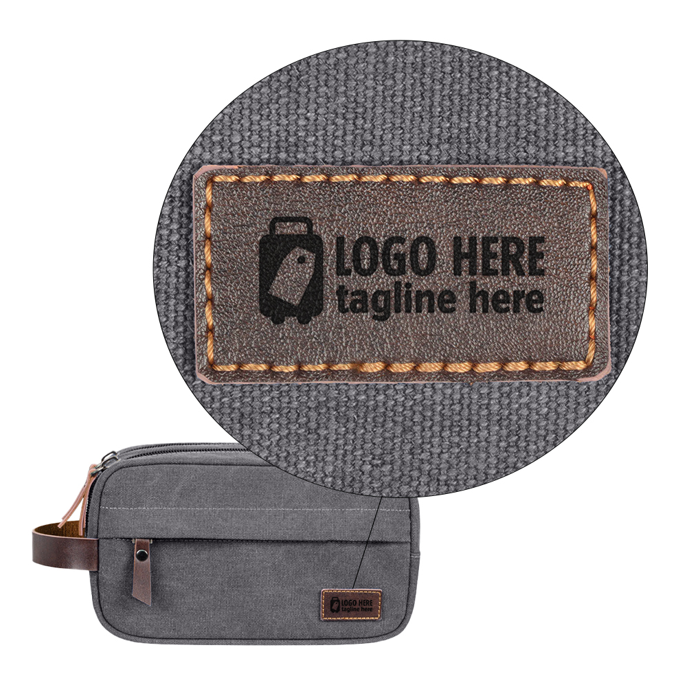 Double-Layer Canvas Toiletry Bag Dark Gray With Logo Double-Layer Canvas Toiletry Bag Dark Gray With Logo