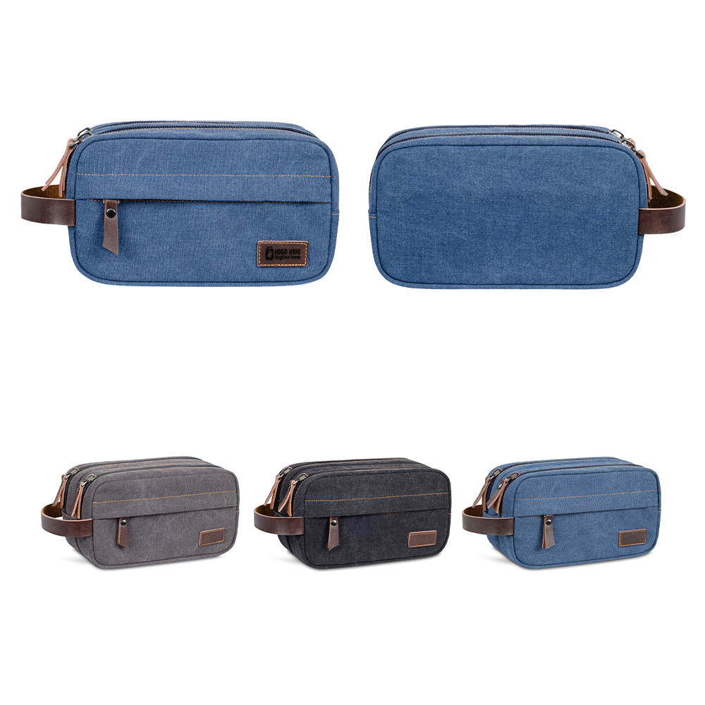 Group shot of Double-Layer Canvas Toiletry Bag Group shot of Double-Layer Canvas Toiletry Bag